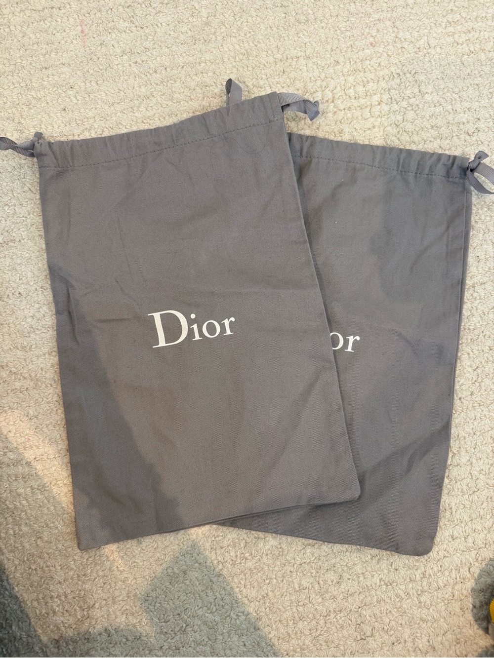 Dior Charcoal Gray Drawstring Dust Bag Pair